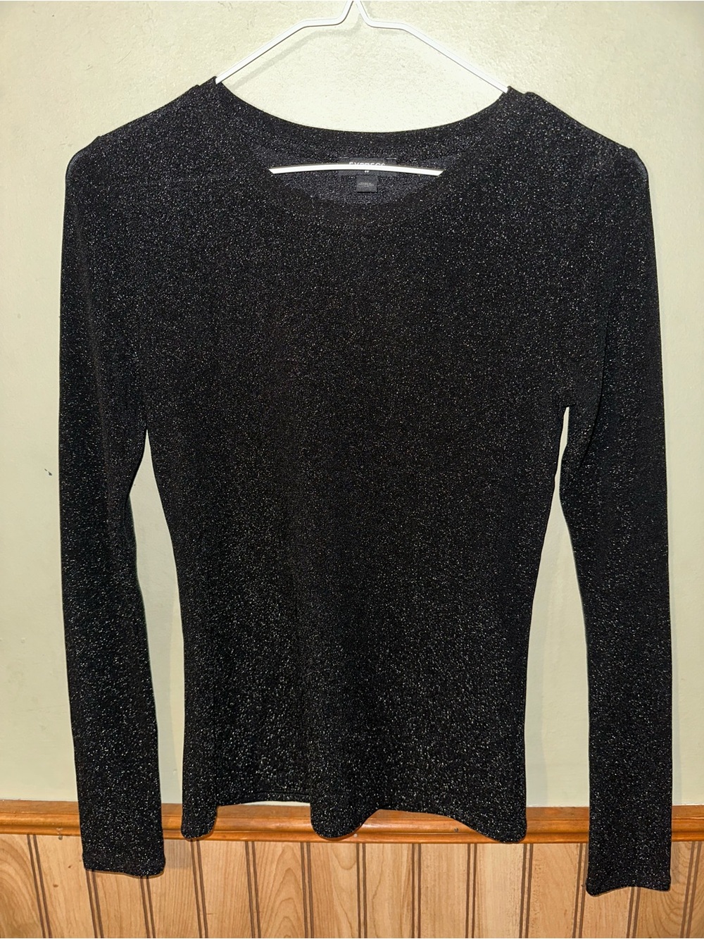 Express Black Metallic Knit Long-Sleeve Top